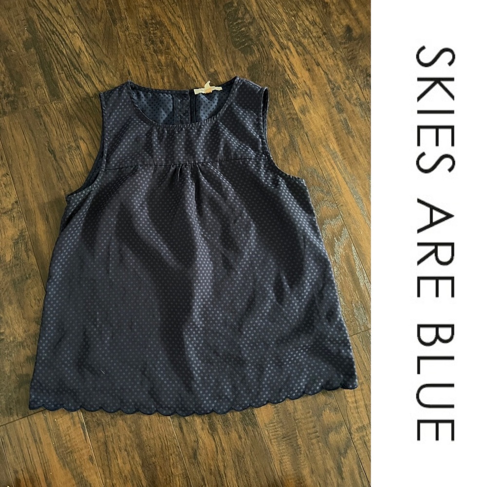 0322| Like New | Skies are Blue |Scallop Hem PolkaDots | Size SP 🇺🇸